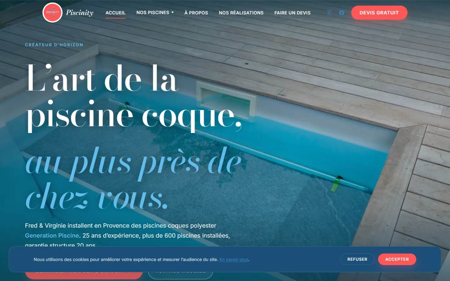 Piscinity sur ordinateur